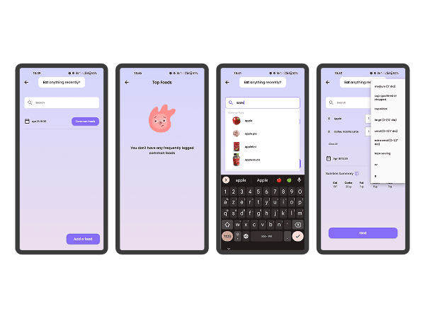 Research and exploration — meal logging and food search flow