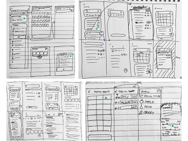 Paper wireframes — first UI directions